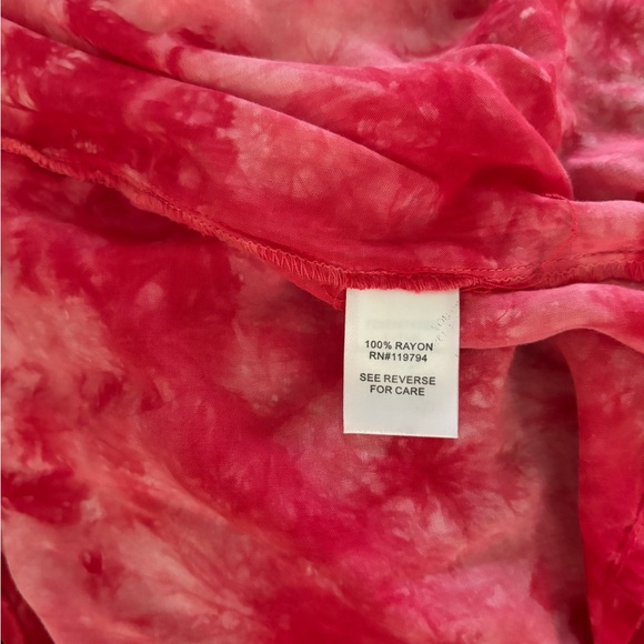 One World Top Women’s Large Red Tie Dye Multicolor Floral Embroidery Shirt Y2K - Picture 3 of 6